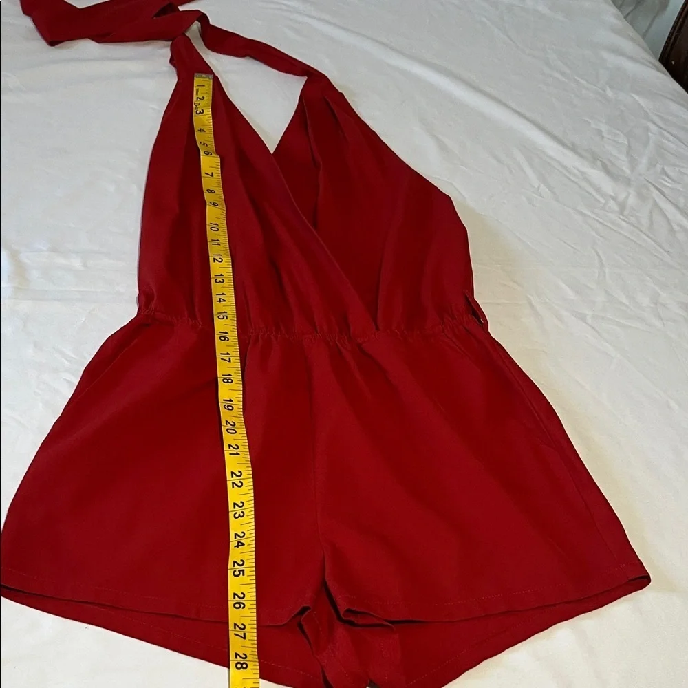 Hot & Delicious Red Halter Tie-Back One-Piece Romper